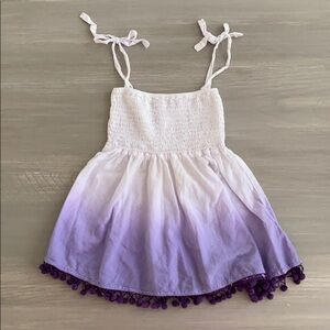 OndadeMar Purple Ombré Dress with Pom Poms